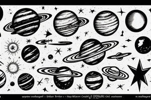 The Solar system in a minimalistic style. tattoo idea