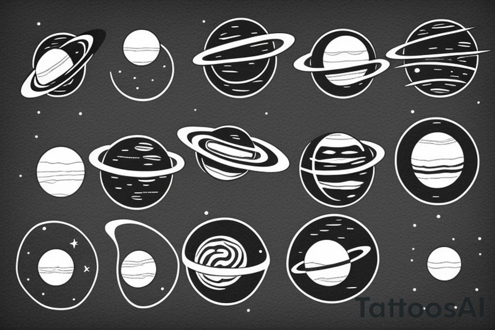 The Solar system in a minimalistic style. tattoo idea