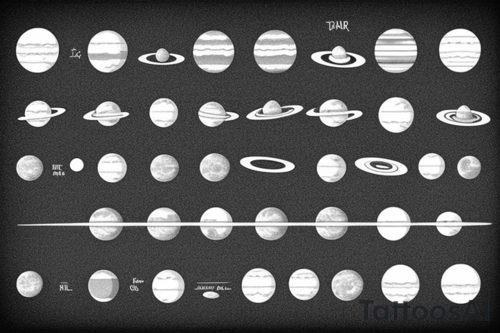 The Solar system in a minimalistic style. tattoo idea