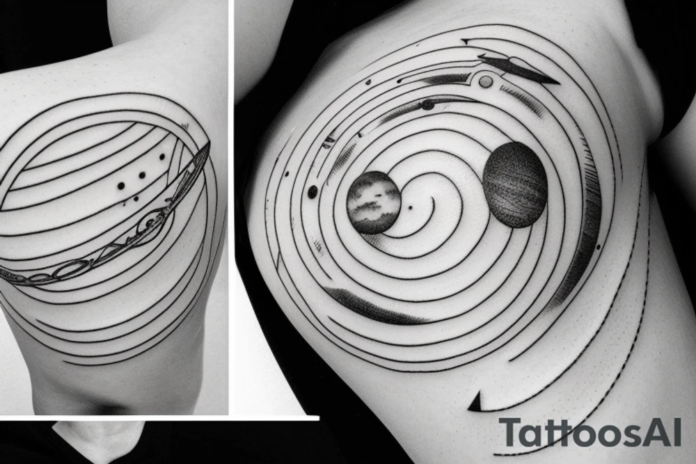 The Solar system in a minimalistic style. tattoo idea