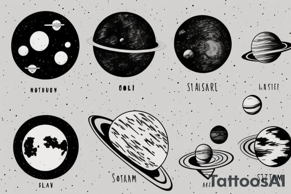 The Solar system in a minimalistic style. tattoo idea