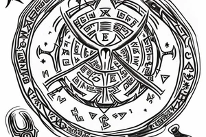 Vegvisir with runes and a raven head tattoo idea