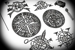 Vegvisir with runes and a raven head tattoo idea