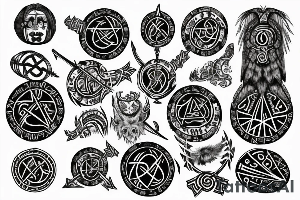 Vegvisir with runes and a raven head tattoo idea Vegvisir with runes and a raven head tattoo idea