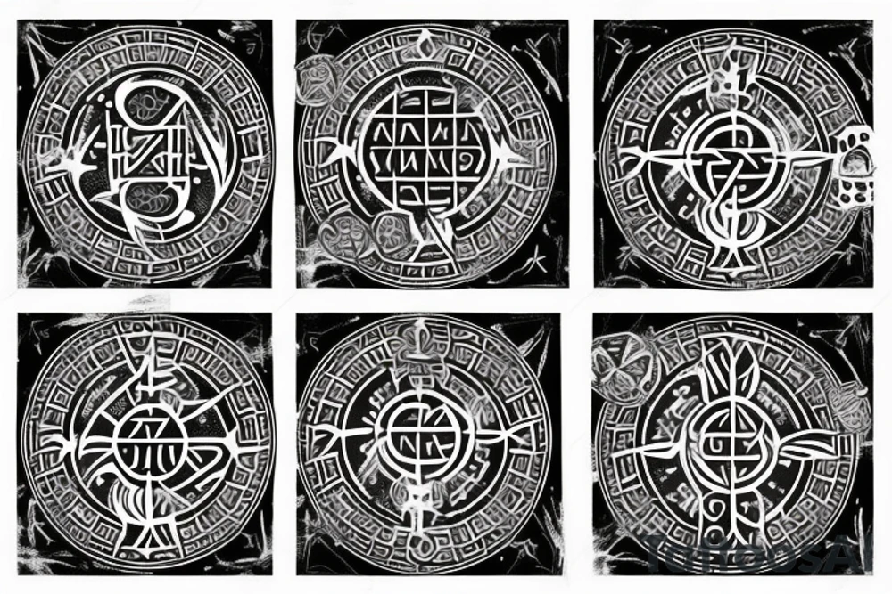 Vegvisir with runes and a raven head tattoo idea