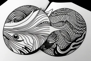 whale tail peeking out of the water in a circle tattoo idea