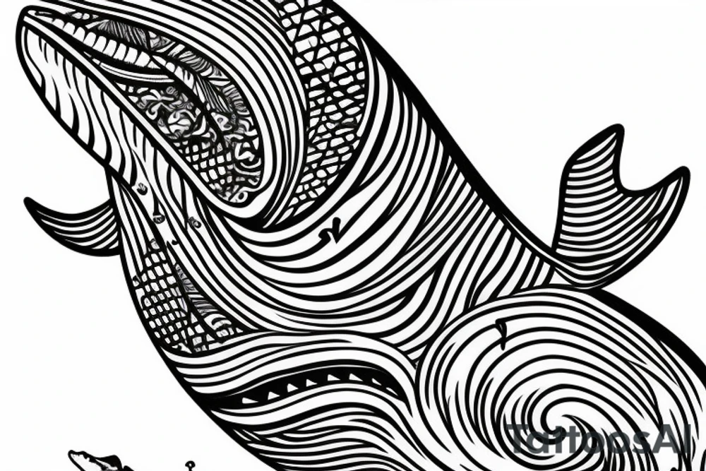 whale tail peeking out of the water tattoo idea