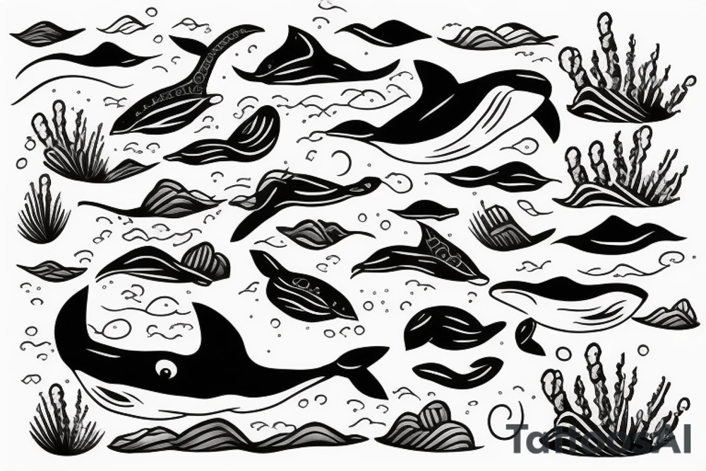 whale tail peeking out of the water tattoo idea