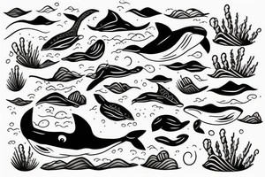 whale tail peeking out of the water tattoo idea