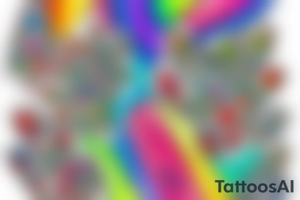 rainbow colored bear paw tattoo idea