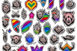 bear claw, rainbow-colored tattoo idea