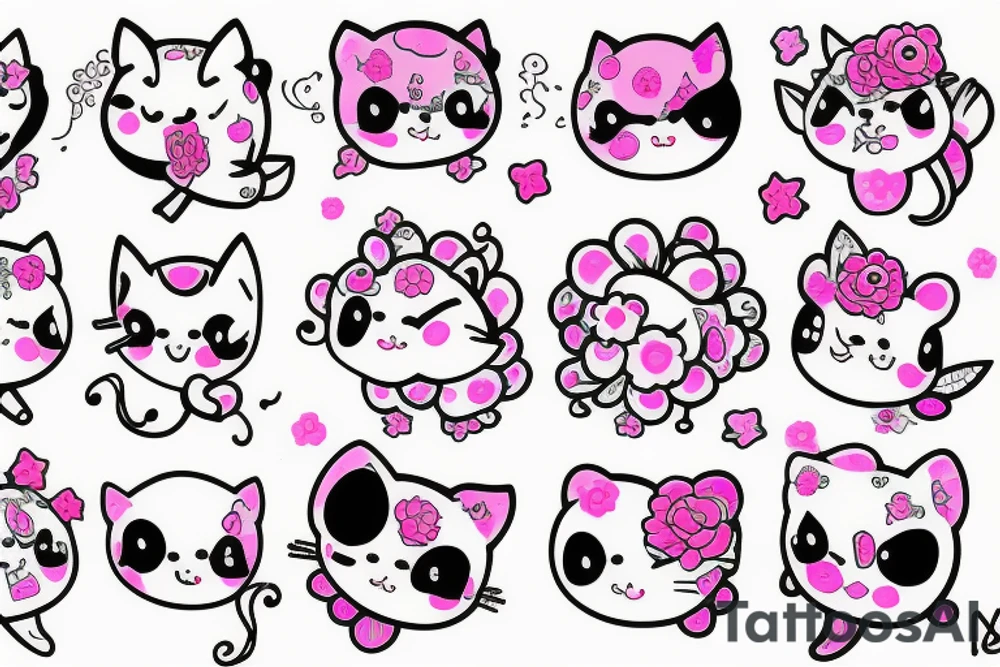 kawaii pink tattoo idea