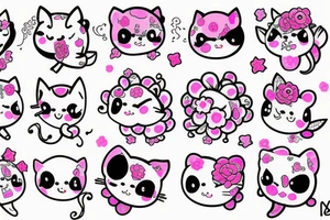 kawaii pink tattoo idea