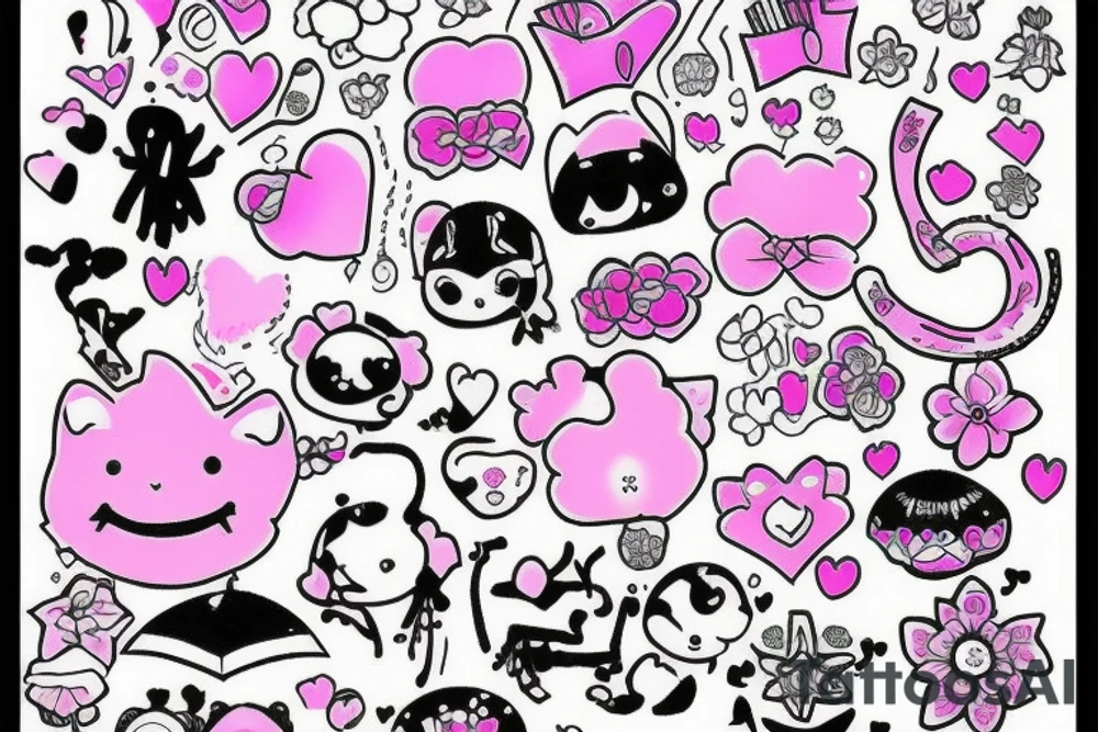 kawaii pink tattoo idea