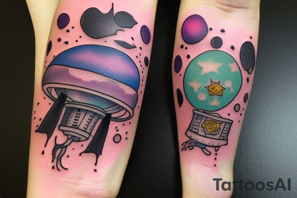 UFO abducting a cow tattoo idea