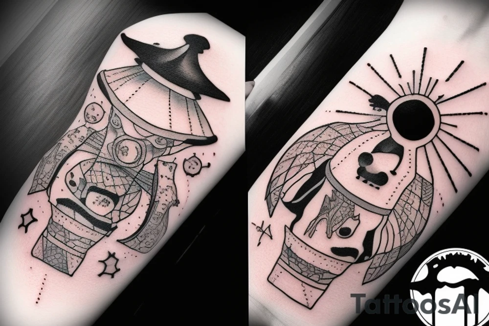 UFO abducting a cow tattoo idea
