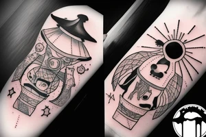 UFO abducting a cow tattoo idea