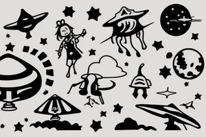 UFO abducting a cow tattoo idea