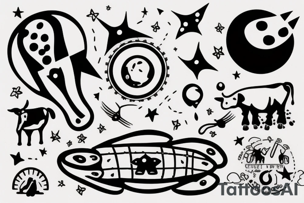 UFO abducting a cow tattoo idea