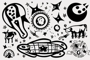 UFO abducting a cow tattoo idea