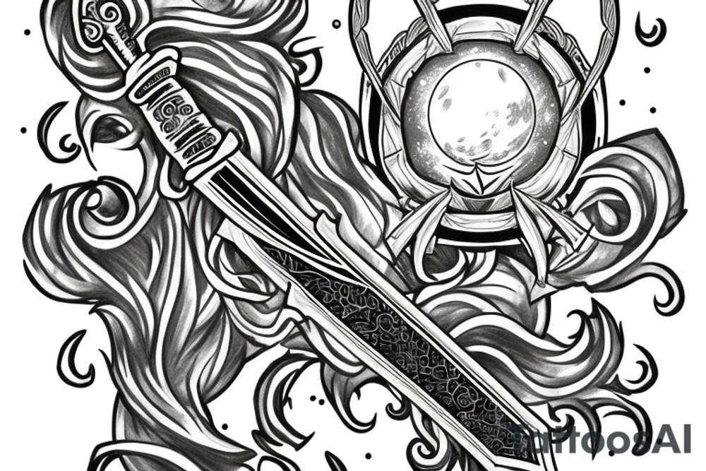 Moonlight great sword glowing with text my guiding moonlight tattoo idea