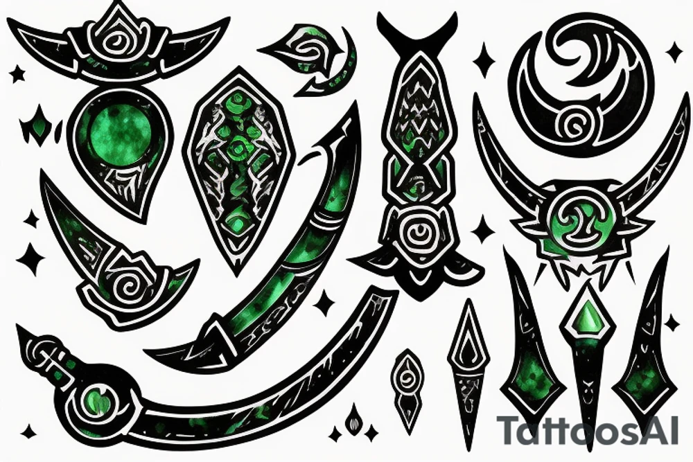 Moonlight great sword glowing jade tattoo idea