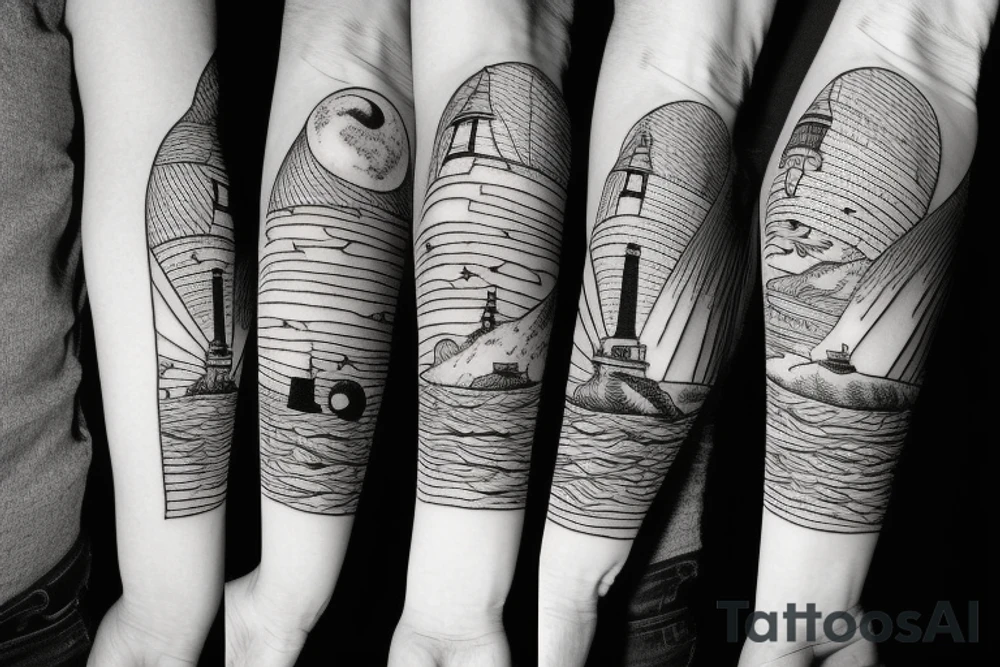 Lighthouse and moon tattoo idea