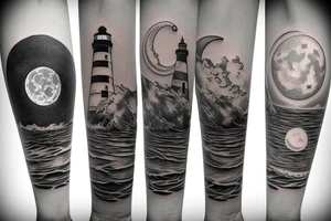 Lighthouse and moon tattoo idea