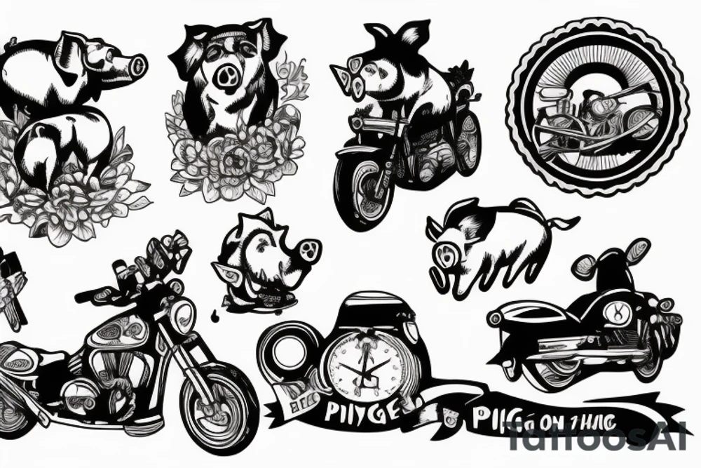 Pig on a bike tattoo idea