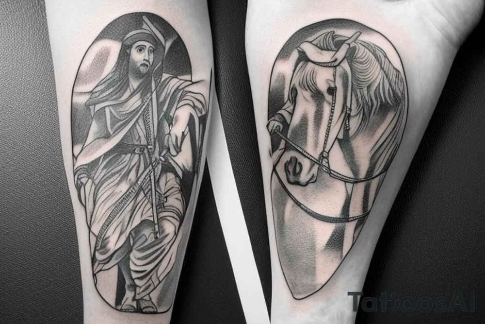 Demetrius of Thessaloniki Riding a horse and carrying a spear. tattoo idea