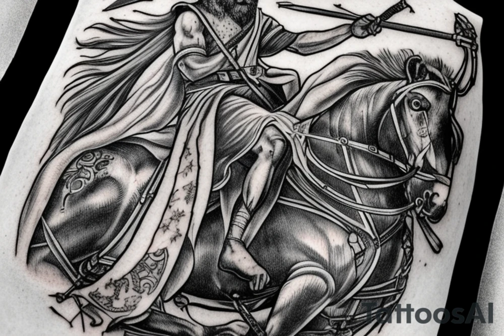 Demetrius of Thessaloniki Riding a horse and carrying a spear. tattoo idea