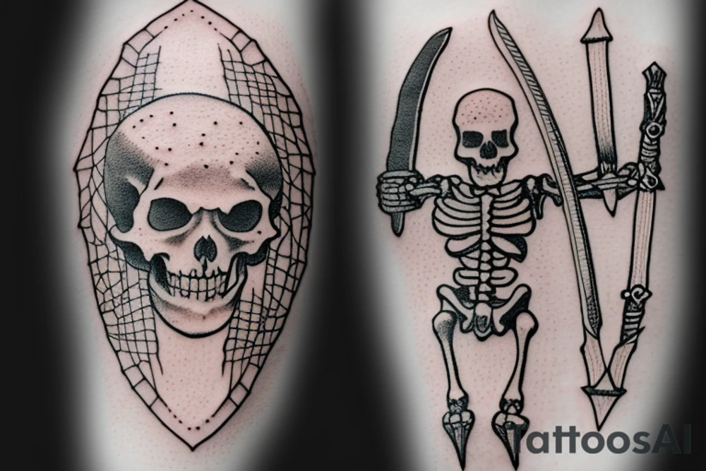 Skeleton holding a sword tattoo idea