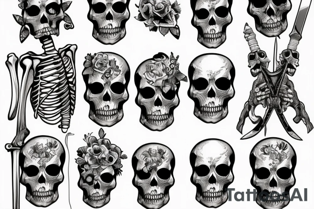Skeleton holding a sword tattoo idea