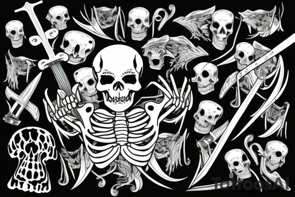 Skeleton holding a sword tattoo idea