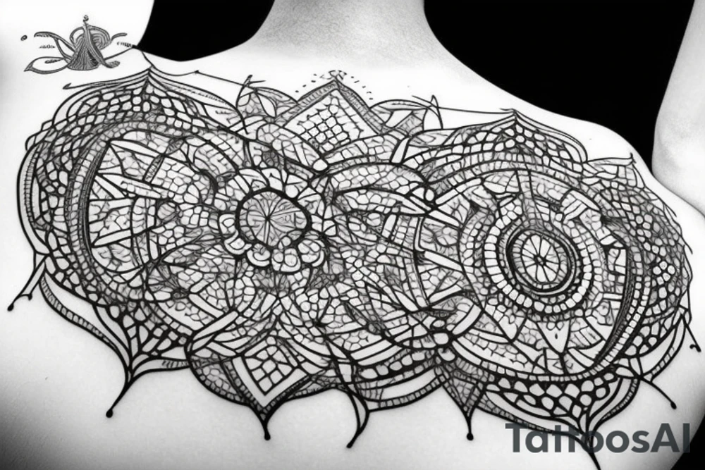 Geometric, intricate design. Similar to lace. tattoo idea