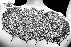 Geometric, intricate design. Similar to lace. tattoo idea