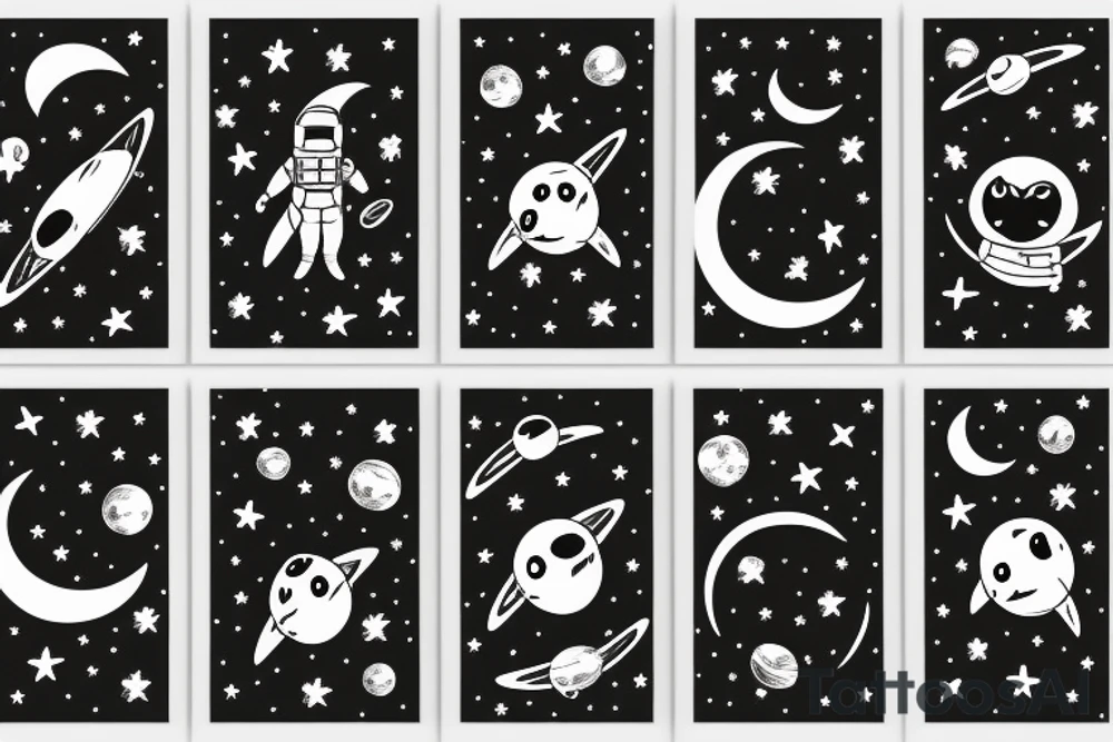 Astronaut black cat with a moon background tattoo idea