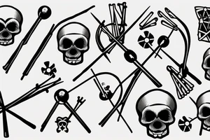 Skull and crossbones but the cross is made of drum sticks tattoo idea