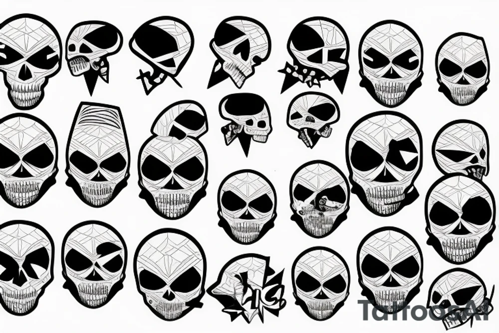 Minimalist skull comic book outlines tattoo idea