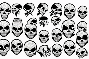 Minimalist skull comic book outlines tattoo idea
