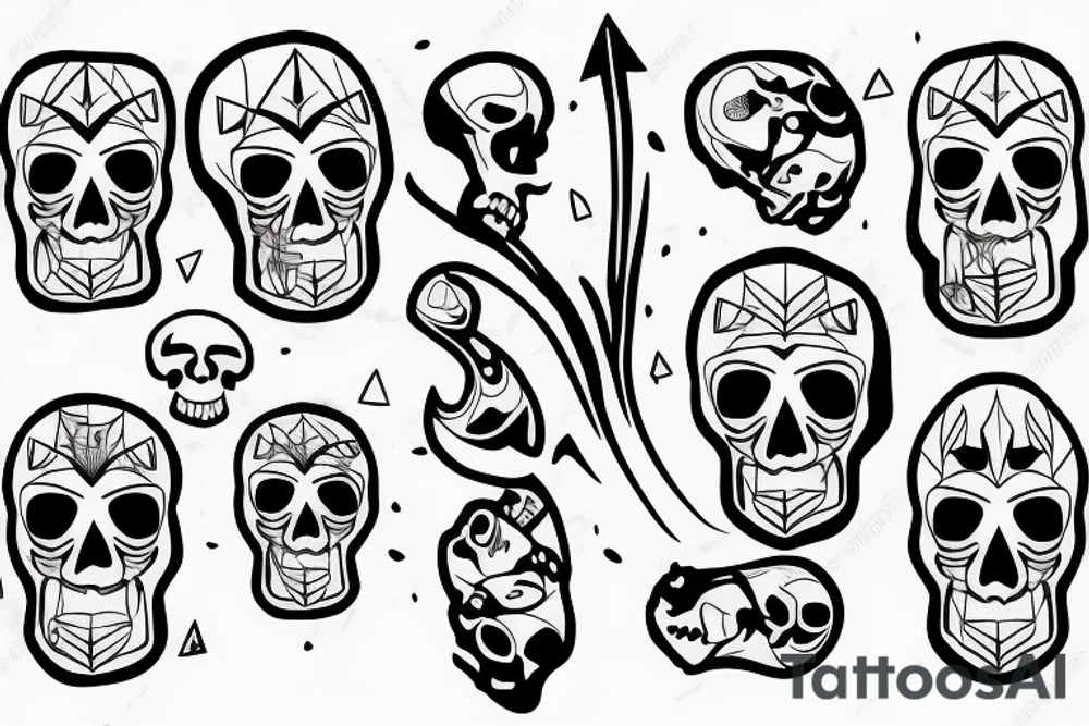Minimalist skull comic book outlines tattoo idea