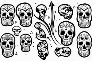 Minimalist skull comic book outlines tattoo idea