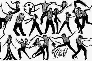 A man dancing with a female version of death tattoo idea
