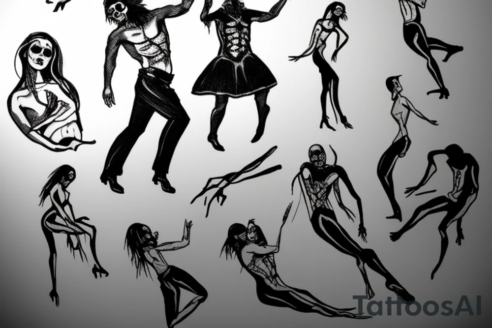 A man dancing with a female version of death tattoo idea