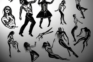 A man dancing with a female version of death tattoo idea