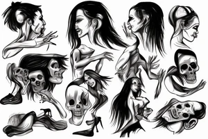 A man dancing with a female version of death tattoo idea