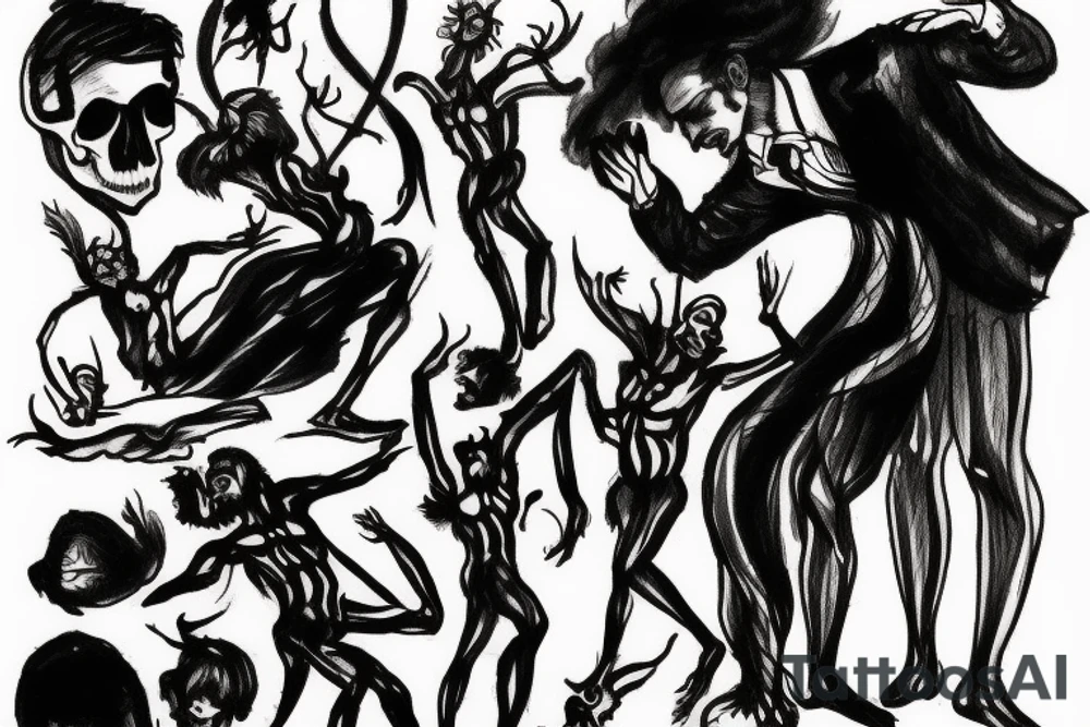 A man dancing with death tattoo idea