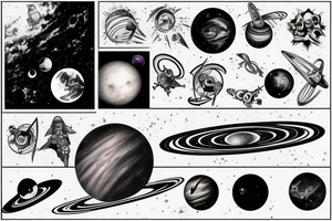 Space high detail black hole planets epic tattoo idea
