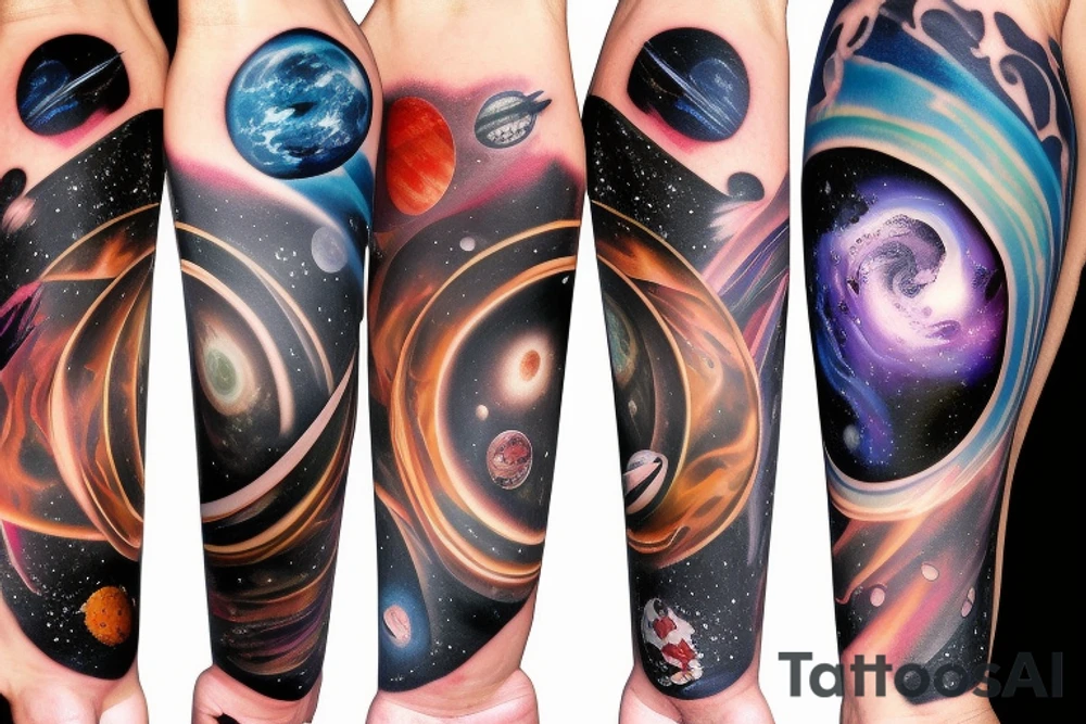 Space high detail black hole planets epic tattoo idea