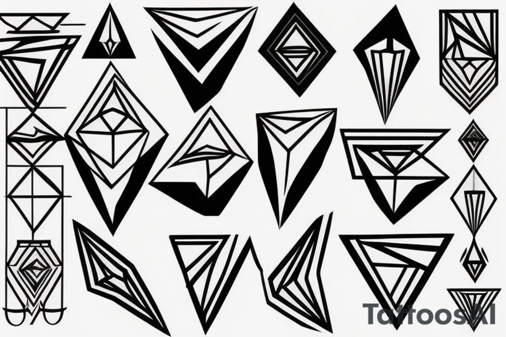 triangular shape optical illusion tattoo idea
